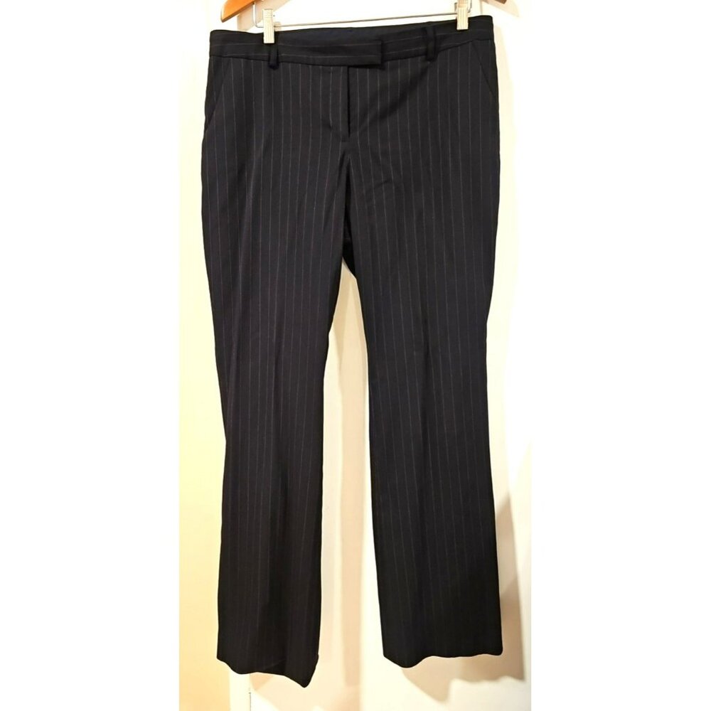 Anne Klein Pants Women Sz 14 Black Striped Wide Leg Career Professional Office